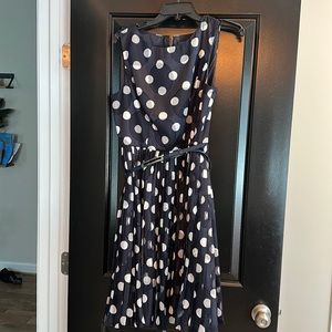 Adrianna Papell polka dot navy cream dress